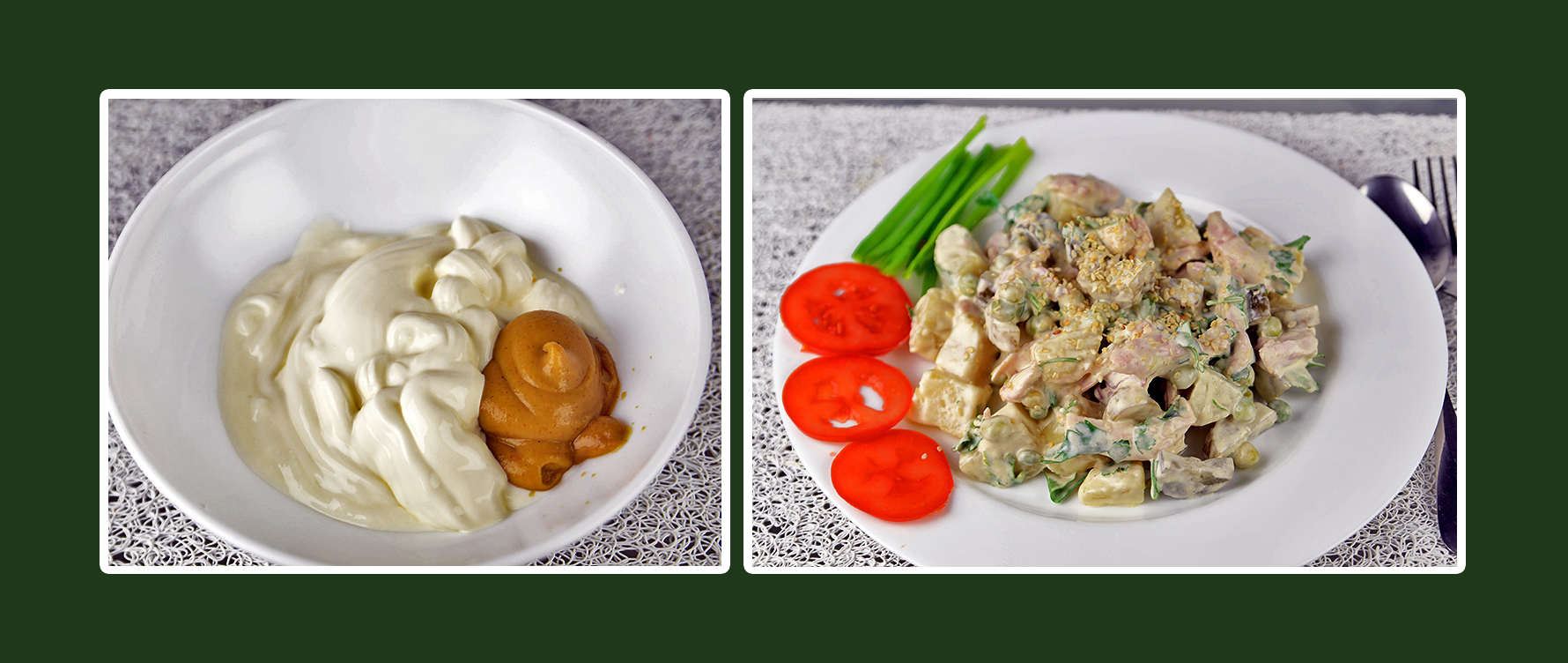 Dressing für Hähnchen Salat aus Schmand und Senf Dressing für Hähnchen Salat aus Schmand und Senf