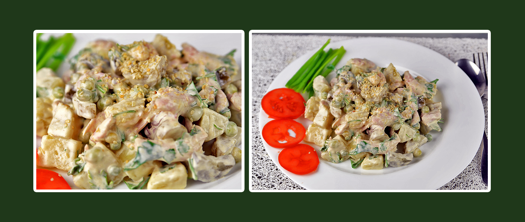 Gesundes Hähnchen-Salat mit Dressing aus Schmand & Senf und etwas Sesam Gesundes Hähnchen-Salat mit Dressing aus Schmand & Senf und etwas Sesam