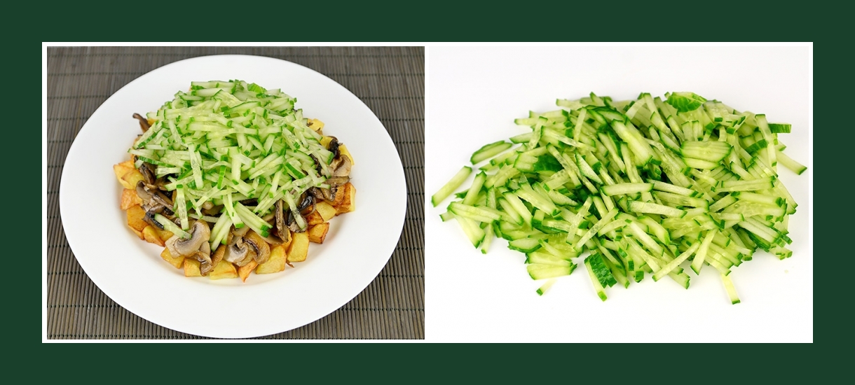 Warmer Salat mit knusprigen frischen Gurken Warmer Salat mit knusprigen frischen Gurken