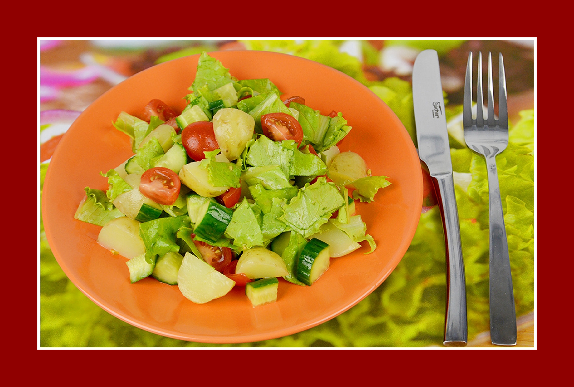 Leichter Kartoffelsalat einfacher Rezept Eisbergsalat Cherrytomaten Gurkensalat Leichter Kartoffelsalat einfacher Rezept Eisbergsalat Cherrytomaten Gurkensalat